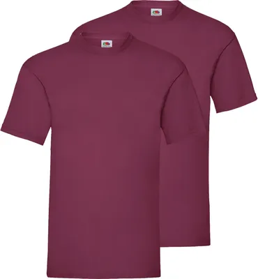 Produktbild von Doppelpack Fruit of the Loom Valueweight T-Shirt + GRATIS MyShirt Stoffbeutel Farbe: burgund Größe: 3XL
