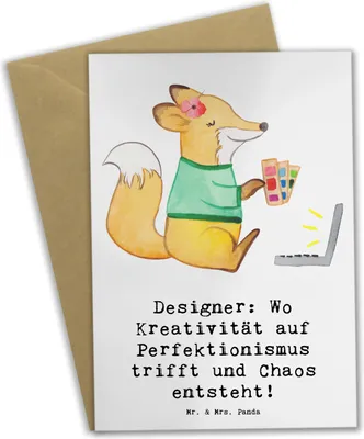 Produktbild von Mr. & Mrs. Panda Grußkarte Designer Magie - Weiß - Geschenk, Klappkarte, kreative Disziplin, Grußkarten, Kreativität, hochzeitskarten, Berufsgestaltung, Geschenke, Beruf