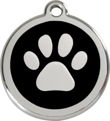 Produktbild von RedDingo Hundemarke mit individueller Gravur Pfotenabdruck schwarz, Größe: M