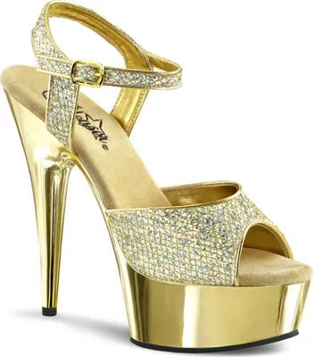 Produktbild von DELIGHT-609G Damen Sandale von Pleaser, Gold Mehrfarbig , EU 35, US 5