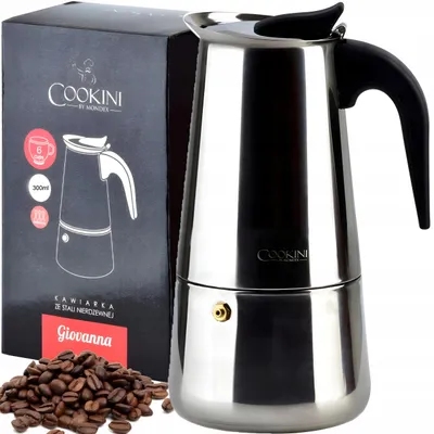 Produktbild von Mondex Induktions-Kaffeekocher mit Sieb 300 ml 6 Tassen aus Edelstahl KAWIARKA