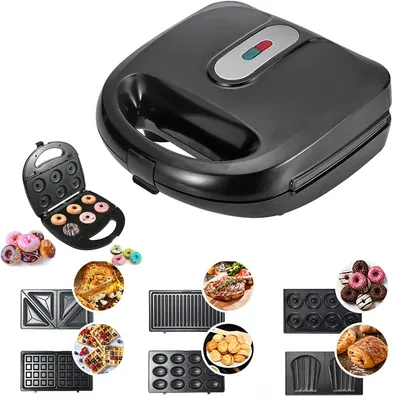 Produktbild von 6-in-1 Sandwichmaker,Multifunktions Waffeleisen,750W, abnehmbare Antihaftplatten,Temperaturkontrolle