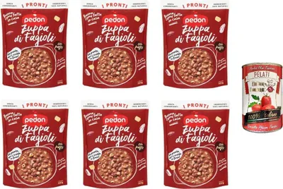 Produktbild von 6x Pedon I Pronti Bohnensuppe 300gr + Italian Gourmet pelati 400gr