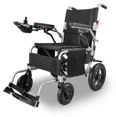 Immagine prodotto di Sedia a rotelle elettrica - Pieghevole - Autonomia di 24 km - Motore da 500W - Batteria da 13 Ah - Capacità massima di carico: 150 kg - Colore: argento