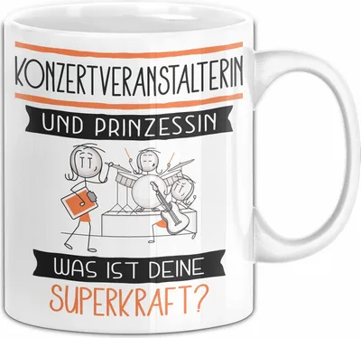 Produktbild von Konzertveranstalterin Und Prinzessin Tasse Geschenk Für Eine Konzertveranstalterin Geburtstag Was Ist Deine Superkraft (Weiß)