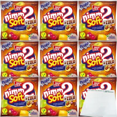 Produktbild von Nimm2 Soft + Cola gefüllte Kaubonbons mit Vitaminen 9er Pack (9x345g Maxi Pack) + usy Block