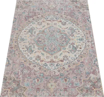 Produktbild von Outdoor Teppich Orientalisch Vintage Balkon, Terrasse schmutzabweisend Pink Rechteckig 60x100 | 100% Polypropylen | Florhöhe: 2 mm | pflegeleicht