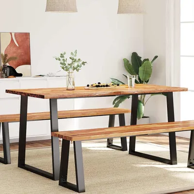Image de vidaXL Table de salle à manger bord d'arbre 160x80x75 cm bois massif acacia