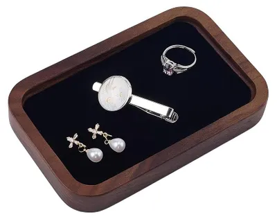 Schmucktablett aus Walnussholz, 14,1 x 9,1 cm, Organizer