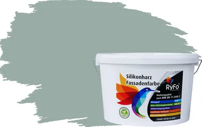 Produktbild von RyFo Colors Silikonharz Fassadenfarbe Lotuseffekt Trend Moosgrau 10l - bunte Fassadenfarbe, weitere Grau Farbtöne und Größen erhältlich, Deckkraft Klasse 1