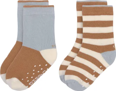 Image de LÄSSIG Enfants Unisexe Chaussettes Antidérapantes Lot de 2/ Bleu Clair-Caramel Taille 23-26 23-26 Bleu Clair-Caramel
