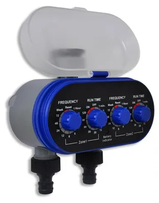 Produktbild von Zimilo Automatischer Bewässerungstimer mit 2 Ausgängen, Gartentimer digital, Wasseruhr programmierbar, ABS, für Garten Rasen
