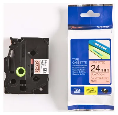 Produktbild von Brother TZE-B51, Schwarz auf leuchtend Orange, TZe, Grau, Wärmeübertragung, China, 5 Jahr(e)