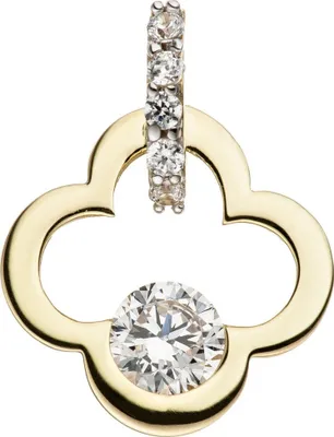 Produktbild von Anhänger Kleeblatt Glückszeichen mit Zirkonia 333 Gold Gelbgold Halsschmuck