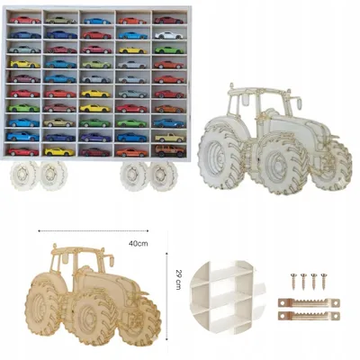 Zdjęcie produktu dla Półka na resoraki autka samochodziki TRAKTOR 50 sklejka premium złożona1:64