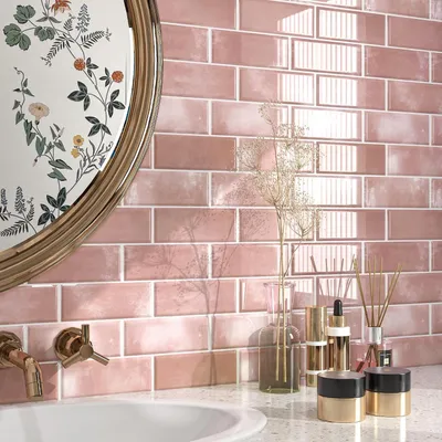 Productafbeelding van Zelfklevende Tegelstickers voor Keuken en Badkamer - Roze 3D Wandtegels - 30 x 30 cm - Pack van 5