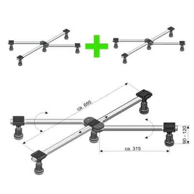 Produktbild von 2 x Fußgestell 5 Stellfüße für Duschwannen über 120 cm