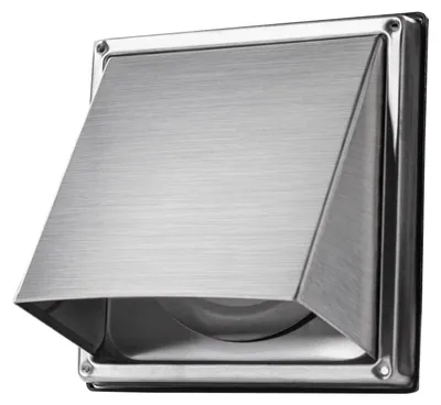 Wetterschutzgitter Abluft 100 mm Edelstahl, mit Klappe