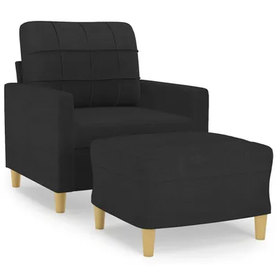 Immagine prodotto di vidaXL Poltrona con sgabello nero 60 cm in tessuto