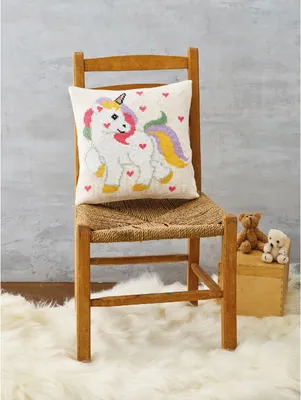 Produktbild von Permin Kreuzstich-Stickset Kissenfront "Einhorn", 30x30cm