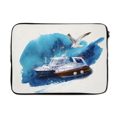 Produktbild von MuchoWow® Laptop Hülle 13 Zoll Boot - Vogel - Meer Laptoptasche - Laptophülle - Sleeve - Rundumschutz