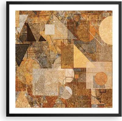 Produktbild von Gerahmtes Poster - Schwarzer Rahmen - Abstraktion Figuren Geometrisch - 60x60 cm - Wand Bild - Wanddeko - Wandbilder - Kunstposter - Wandposter - Bilderrahmen - Bilder - Kunstdruck - P2BAC60x60-4387