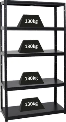 Produktbild von Schwerlastregal Steel Eagle  | HxBxT 180x100x40 cm |  Fachlast 130kg | Schwarz