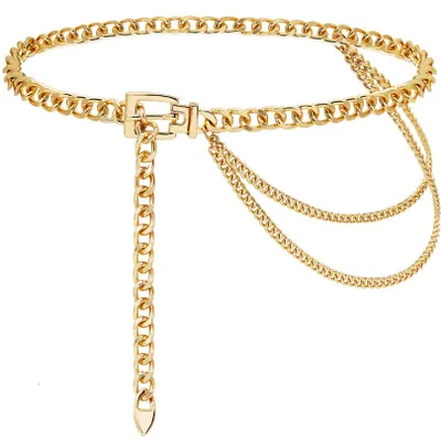 Produktbild von Suyi Kettengürtel für Damen Mädchen Gold Metall Taillenkette Mehrschichtige Klob