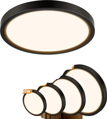 Immagine prodotto di Lampada da soffitto, design moderno, temperatura colore regolabile, nero, 48 W, 40 cm, 6000 K