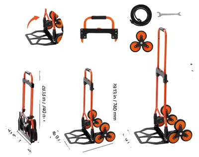 Productafbeelding van Trapwagen, compact ontwerp, uitschuifbaar handvat, draagvermogen 260 lbs