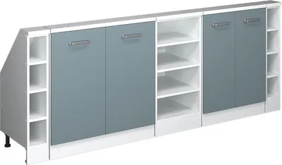 Produktbild von Küchenschrank für Dachschrägen Vicco R-Line Blau-Grau 210 cm 5er Set, Model 58204