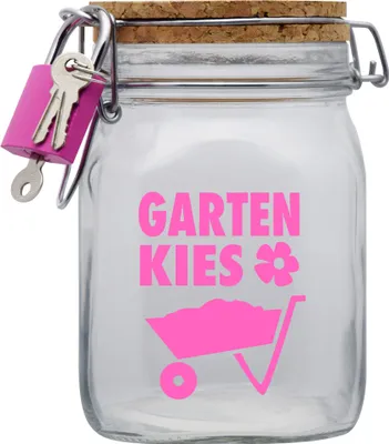 Produktbild von Spardose Geld Geschenk Ideen Garten Kies Pink Transparent Größe L 1 Liter