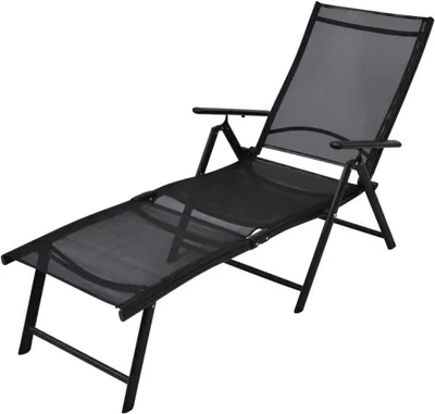 Produktbild von Möbel Sonnenliege Klappbar Aluminium Schwarz - Gartenliegen 41741