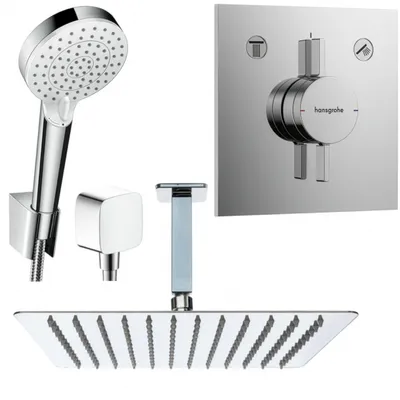 Produktbild von Hansgrohe und Jowi Duscharmatur Unterputz Duschsystem mit Kopfbrause, DuoTurn E Duscharmatur, Deckenanschluss, OHNE iBox 2