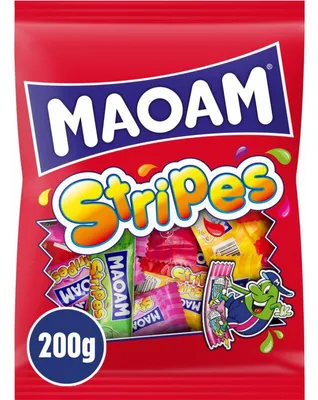 Image de Maoam Stripes Fruity Chewy Sweets 200g – Bonbons colorés aux mélanges de fruits végétaliens