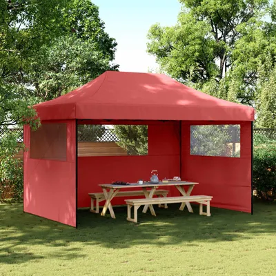 Produktbild von Möbel Partyzelt Faltbar Pop-Up mit 3 Seitenteilen Burgunderrot - Pavillons & Partyzelte &50194