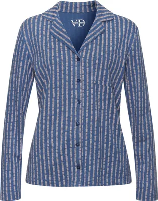 Produktbild von Vivance Dreams Pyjamaoberteil blau-rosa-gestreift Größe 48/50