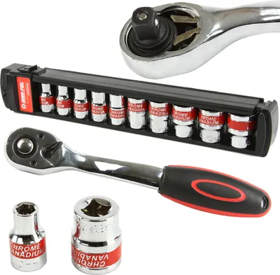 Produktbild von Steckschlüsselsatz 1/2" 8-24mm 10Stück mit Ratsche 40203