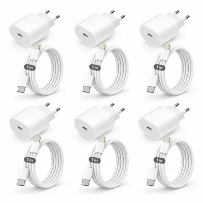 Produktbild von 6x iPhone Lightning Ladegerät 20W Schnellladegerät mit Lightning Kabel – Lightning Ladeset für iPhone 14 13 12 11 X XR XS SE Pro Max Mini
