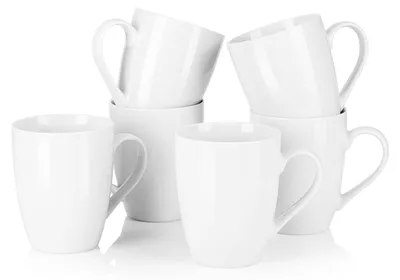 Produktbild von MALACASA Elisa Kaffeebecher 6er Set Porzellan 340ml Tassen Weiß