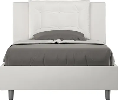 Produktbild von ITYHOME - Gepolstertes Bett ohne Lattenrost 120x210 mit Kunstlederbezug Weiß Annalisa
