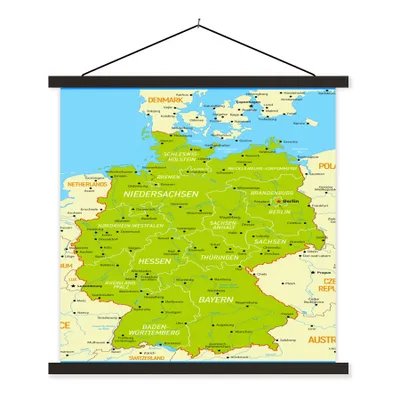 Obrázek produktu pro MuchoWow® Textilní plakát - Barevná mapa Německa - 90x90cm - S černými lamelami