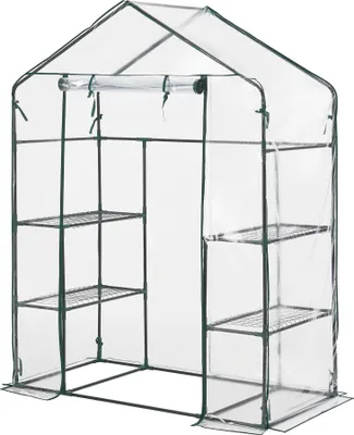 Produktbild von Skleník Hoorn s policemi 140 x 73 x 195 cm Fóliový skleník se zipem Skleník na rostliny Ocelový rám Transparentní