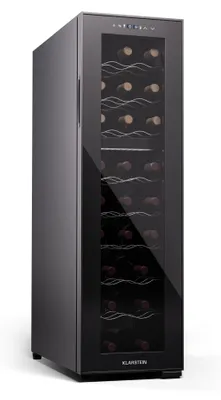 Produktbild von Klarstein Freistehender Weinkühlschrank 2 Zonen, Getränkekühlschrank Klein, Kleiner Weinschrank, Wein-Kühlschrank Klein mit Glastür, Indoor/Outdoor Flaschenkühlschrank, Wine Fridge, 24 Flaschen