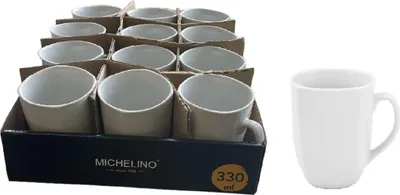 Produktbild von MICHELINO Kaffeebecher 330ml Serie Leonie Porzellan Weiß 3 Stück