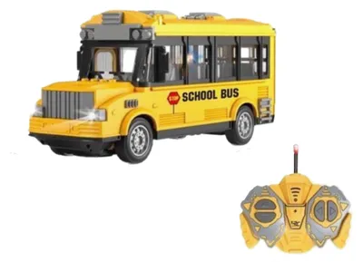 Obrázok produktu pre Žltý školský autobus s rádiovým ovládaním a svetlami, 4-kanálové diaľkové ovládanie, dopredu/dozadu, doľava/doprava