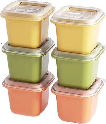 Produktbild von CANDeal Štvorcová forma na kocky ľadu s vekom, sada 6 kusov, silikónová forma na kocky ľadu s vekom, 5,1 cm stohovateľná mini nádoba na potraviny, bezpečná pre potraviny a bez BPA