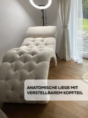 Produktbild von Handgefertigte Sessel - Relaxliege mit verstellbarem Kopfteil, 175x70x65, Velvet Ergonomisch Chaiselongue (Sofa, Liege), Holzrahmen, 50 crème