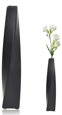 Keramikvase, gedreht, 34 cm, Schwarz, für Trockenblumen