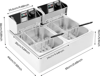 Obrázek produktu pro Profesionální elektrická fritéza – stolní zařízení se dvěma vany – 2×6 l (12 l) – 2×2,5 kW – 220–240 V – nerezová ocel 201